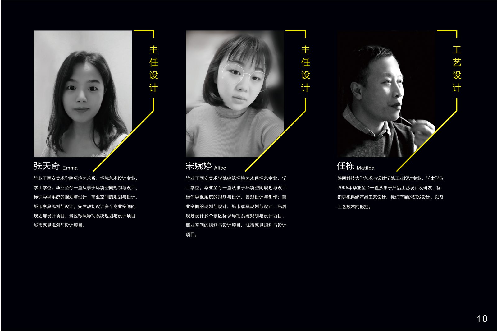 主任设计 · 张天奇 宋婉婷 · 工艺设计 · 任栋